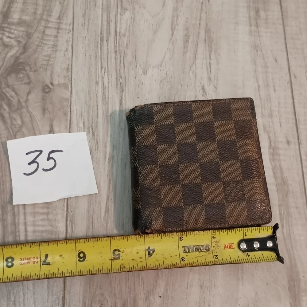 Authentic LOUIS VUITTON Folded Wallet Porte Foil Marco Damier Ebene Brown